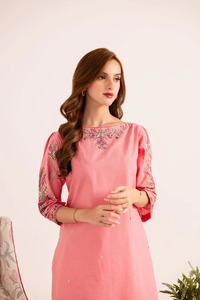Salwar Kameez en coton brodé rose pour femmes, vêtements ethniques traditionnels amples, style Inde Pakistan, toutes saisons, fête, mariage - Product Image 2