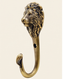 Artisanal Lion Head Wall <b>Hook</b> Antique Bronze Metal Single <b>Hook</b> For Clothing Storage Decorative Animal Design Heavy Duty <b>Hook</b> - Product Image 2