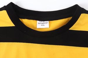 Mens Yellow <b>Black</b> Striped Breathable Plus Size Cotton Crew Neck T-<b>shirt</b> | Short Sleeve Casual Bold Stylish Everyday Comfort - Product Image 3