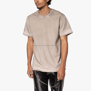 Camiseta personalizada para hombre 100% algodón hombro caído ropa de calle Boxy de gran tamaño Vintage peso pesado lavado ácido estampado largo de talla grande - Product Image 2