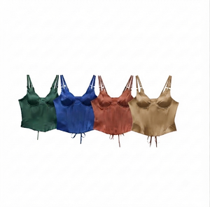 DROGEN EXPORT – Nouveau Corset Court en Satin Tendance pour Femme, Débardeur Bustier Sexy sans Manches à Bretelles, Couleur Unie - Product Image 1
