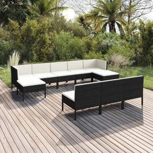 Set Lounge da Giardino Nero e Bianco Crema - Product Image 1