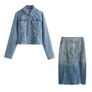 Women's Light Blue <b>Cropped</b> <b>Denim</b> <b>Jacket</b> Button Closure Turn-Down Collar Long Sleeve Slim Fit Casual Jean <b>Jacket</b> Spring Autumn - Product Image 6