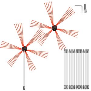 Kit spazzacamino da 39FT 12 aste flessibili in Nylon 2 testine rotanti per trapano a caminetto Kit spazzola per la pulizia con spazzole - Product Image 1