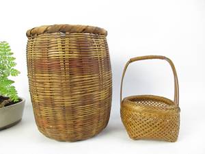 Ensemble de 2 paniers en bambou vintage japonais, paniers de rangement naturels tissés à la main, décoration rustique pour la maison, fournisseur, fabricant - Product Image 2