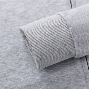 Sweat-shirt à capuche zippé gris pour homme, coupe classique, couleur unie, décontracté, pour l'automne, 100 % coton molletonné tricoté respirant, manches raglan - Product Image 6