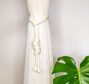 Macrame <b>Curtain</b> Tiebacks (Set of 2): Handmade Cotton Window Decor - Product Image 1