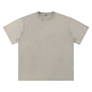 Men's Oversized Crew Neck Short Sleeve Heavyweight Vintage Boxy Fit Shirt Distressed Texture Soft Fabric Multi Season Daily - Product Image 1