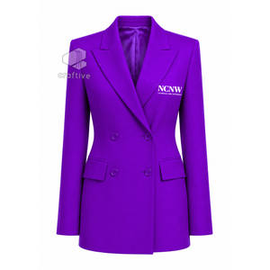 NCNW Sorority Women's Double Breasted Blazer Purple Embroidered Peak Lapel Tailored Formal Business Office <b>Suit</b> Jacket - Product Image 1
