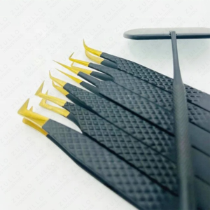 Juego de 7 Pinzas para Pestañas Negras y Doradas y Espejo para Pestañas, Herramientas de Precisión con Punta de Fibra de Acero Inoxidable, Kit de Marca Privada OEM - Product Image 3