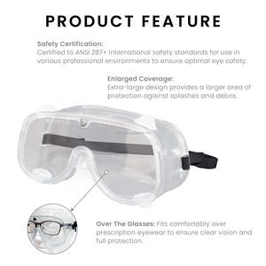 ANSI Z87+ Certified over the glasses splash-proof laboratory safety goggles for protect against chemical splashes - Product Image 2