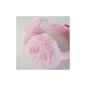 Plush Rabbit <b>Ear</b> <b>Muffs</b> In Pink And White Soft Fuzzy Winter Warmth Accessory - Product Image 2