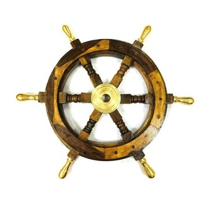 Wooden <b>Ship</b> <b>Wheel</b> Ocean Harbor Companion Crafted to Highlight Coastal Lifestyle through Timeless Nautical Decoration - Product Image 3