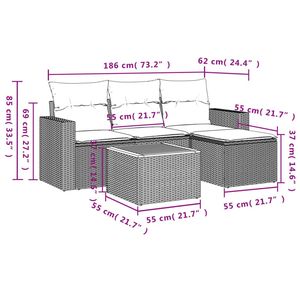 Ensemble de canapés de jardin en polyrotin beige avec coussins crème et bois d'acacia brun, mobilier d'extérieur haut de gamme - Product Image 3