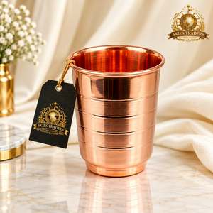 Vaso de Cobre Puro Martillado a Mano para Beber Agua, Beneficios Ayurvédicos para la Salud, Vajilla Tradicional, Vaso de Vidrio - Product Image 3
