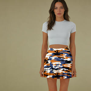 Temu กระโปรงมินิกระโปรงเอวสูงสำหรับผู้หญิงพิมพ์ลายพรางทันสมัย - Product Image 3