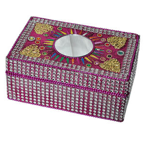 Boîte à bijoux artisanale en perles et paillettes roses, boîte de rangement décorative pour bibelots, accessoires d'emballage cadeau de mariage, organisateur - Product Image 1