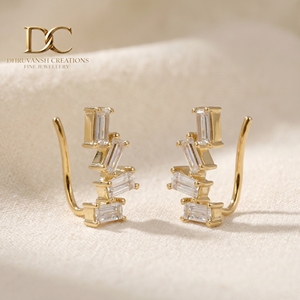 Boucles d'oreilles pendantes en or jaune massif 9K, style ethnique, avec diamants de laboratoire certifiés IGI, taille brillant, bijoux personnalisés pour femme - Product Image 6