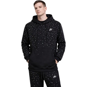 Sudadera con capucha de moda con pedrería, brillante, de forro polar grueso, estilo oversize, streetwear, con bolsillo frontal, corte regular, USA - Product Image 1