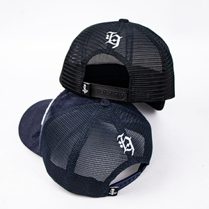 Casquette de baseball trucker en daim avec broderie 3D en relief personnalisée, dos en maille, fermeture snapback, vente en gros OEM, streetwear, couvre-chef - Product Image 4