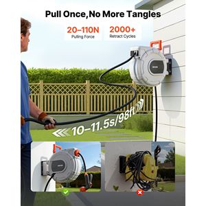 Avvolgitubo da Giardino Retrattile 30m Montaggio a Parete con Ugello Spruzzatore a 9 Funzioni e Staffa Girevole a 180 Gradi in Materiale PP - Product Image 3