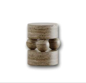 Mesa Auxiliar de Mármol Travertino Hecha a Mano con Base Esférica Moderna, Mesa Lateral de Piedra de Lujo para Decoración de Sala de Estar - Product Image 1