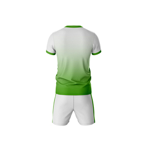 Ensemble de maillots de football pour hommes, blanc et vert dégradé, sublimé, 100% polyester, évacuation de l'humidité, col personnalisé, sans manches, élastique - Product Image 2