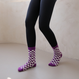 Calcetines a Cuadros de Moda Coreana para Mujer, Hechos de Algodón Peinado - Product Image 4