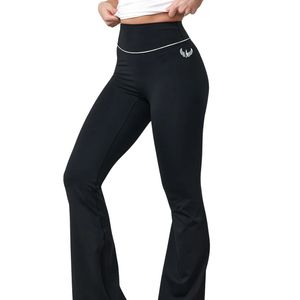 Black <b>Flared</b> <b>Legging</b> Women High Waist Contour Fit Yoga Pants Stretch Fitness Trousers Workout Activewear Performance Bottoms - Product Image 2