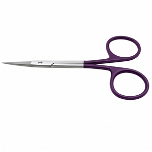 Tijeras Oftálmicas Quirúrgicas Rectas de Acero Inoxidable con Recubrimiento Morado Micro TC Iris de 4.5 Pulgadas, Afiladas, Instrumento CE - Product Image 2