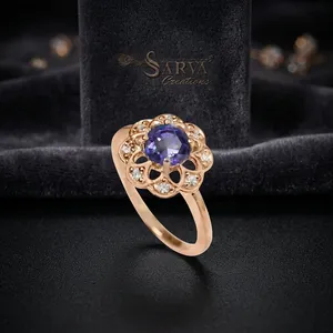 Anillo Floral de Alejandrita con Halo, Plata de Ley 925, Chapado en Oro Rosa, Joyería Fina, Regalo para Mujer, Boda - Product Image 5