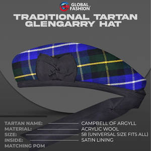 Sombrero Glengarry Tradicional de las Tierras Altas con Detalles de Tartán Inspirados en el Clán y Acabado Estructurado y Confeccionado a Medida - Product Image 3