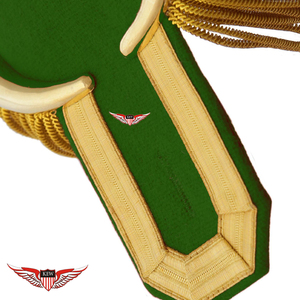 Epaulettes Bordadas Personalizadas KEW Verdes con Flecos Dorados, Accesorio de Tela Elegante - Product Image 2