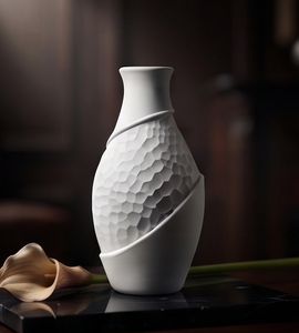 Vase décoratif moderne en métal blanc sculpté, texture moulée, pour bibliothèque, bureau, décoration de table, vente en gros - Product Image 5