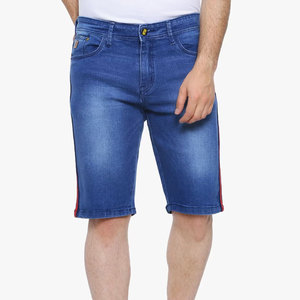 Shorts en jean décontractés bleu clair classiques pour homme, coupe slim moderne, style urbain, pour l'été - Product Image 1