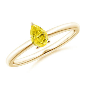 Bague de fiançailles solitaire Gemver 2 carats en diamant de laboratoire fantaisie jaune vif taille poire, or 10K plaqué rhodium, clarté VS, luxe - Product Image 2