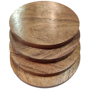 Round Wooden <b>Coaster</b> <b>Set</b> Of 4 Pcs With Wood Finished For Hot & Cold Cover Of Beverage Kitchenware <b>Coaster</b> <b>Set</b> - Product Image 4