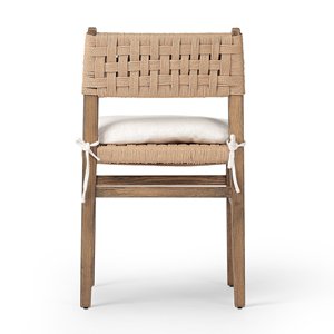 Woven Rope <b>Back</b> Teak Wood Dining Chair Luxury Indoor Accent Seat with Removable <b>Cushion</b> - Product Image 5