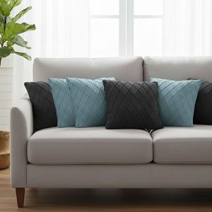 Juego de Fundas de Almohada SOGA de 45 cm, Tejido de Diamante Azul Cielo y Tejido de Cable Gris Carbón, 6 Piezas, Decorativas y para Almohadas Decorativas - Product Image 3