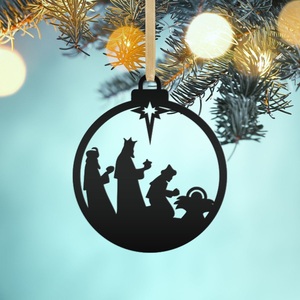 Top Selling Metal Gold Hanging The Story Of Christmas Nativity Scene Christmas Outdoor Indoor Decorate Small Nativity Scene - Product Image 3