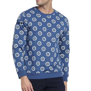เสื้อสเวตเชิ้ตคอกลมสีน้ำเงินสำหรับผู้ชาย พิมพ์ลายดาว ทรงปกติ สวมใส่สบาย ผ้าถัก ผ้าฝ้าย ใส่ได้ในฤดูใบไม้ร่วง - Product Image 1