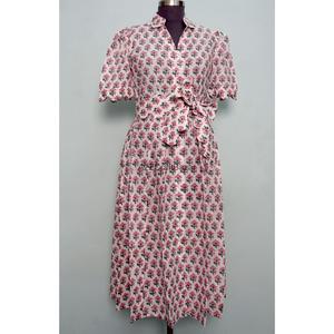Indian Handmade Cotton Kangura Midi Dress Women Hand Block Floral Printed Cute <b>Sweet</b> Daily Casual <b>Party</b> Wear A-Line Natural - Product Image 1