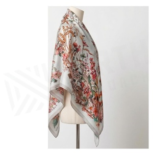 NORTH APPROACH Women's <b>Square</b> <b>Silk</b> <b>Scarf</b> Floral Print Elegant Multi-Functional Fashion Accessory All Seasons - Product Image 3