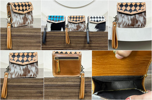 Portefeuille pour femmes en cuir de vachette miniature de haute qualité, neuf d'usine, avec motif à carreaux, blocage RFID, pour cartes et pièces de monnaie - Product Image 3