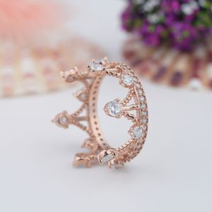 Bague de fiançailles personnalisée en or blanc 18 carats et or rose avec moissanite, bague couronne pour femme en argent sterling 925 pour sertissage à griffes certifié - Product Image 3