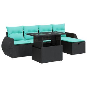 Juego de sofás de patio de ratán sintético gris de 6 piezas con cojines - Product Image 2