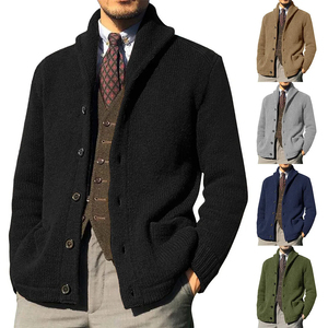 <b>Men</b> Shawl Collar Knit <b>Cardigan</b> Soft Warm Button Front Casual Comfortable Layer Daily Wear Winter Autumn OEM ODM Factory - Product Image 2