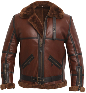 Men's Genuine <b>Leather</b> Biker <b>Jacket</b> Polyester Lining Zipper Closure Stand Collar <b>Winter</b> Windproof Eco-Friendly Breathable Regular - Product Image 2