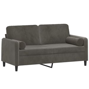 Sofá de terciopelo de 2 plazas en gris oscuro de 55.1 pulgadas con almohadas y cojines para sala de estar - Product Image 3
