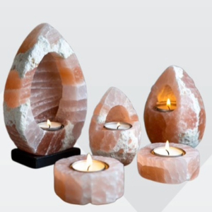 Porte-bougie en sel de l'Himalaya de qualité supérieure, brut, sculpté en forme de goutte d'eau, décoration naturelle relaxante pour la maison et le spa - Product Image 3